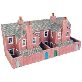 Metcalfe PO276 OO Gauge Low Relief Red Brick Terraced Houses Backs Card Kit