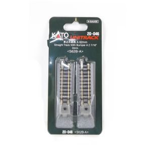Kato K20-046 N Gauge Unitrack (S62B-A) Straight Track with Buffer Stop 62mm (Pack Of 2)