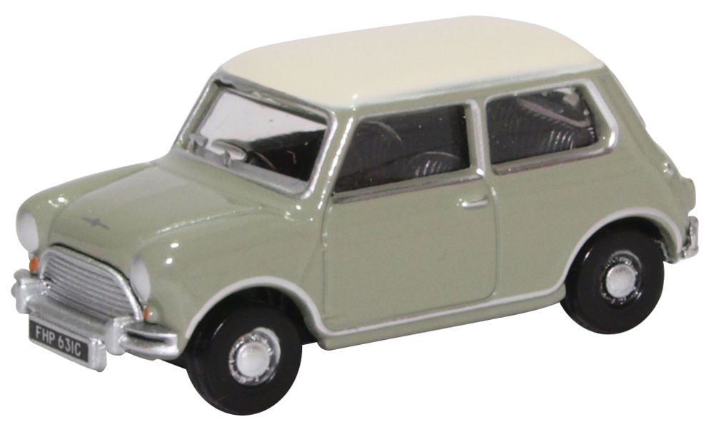 Oxford Diecast 76MN003 OO Gauge Almond Green And Old English White Austin Mini - Picture 8 of 9