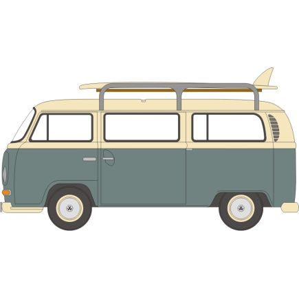 Oxford Diecast 120VW003 TT Gauge VW T2 Bus/Surfboards Fiord Blue/Arcona White
