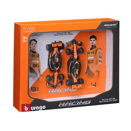 Bburago 18-38109 2024 F1 McLaren ML38 2 Car Set Norris And Piastri
