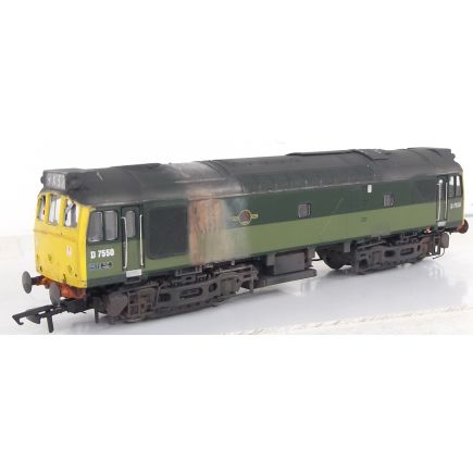 Heljan 2532-SH OO Gauge Class 25 D7550 BR Green With Full Yellow Ends Weathered