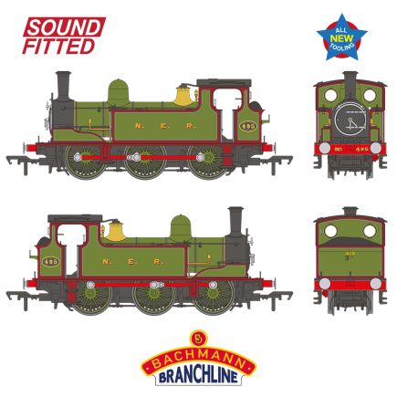 Bachmann 31-065SF OO Gauge NER E 0-6-0 Tank 495 NER Lined Green And Maroon DCC Sound Fitted