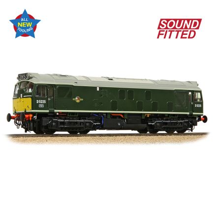 Bachmann 32-343SF OO Gauge Class 25/1 D5225 BR Green Small Yellow Panels DCC Sound Fitted