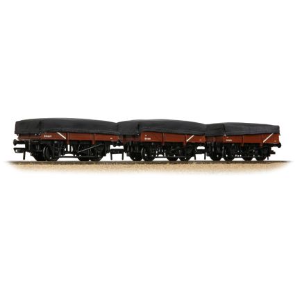 Bachmann 33-091A OO Gauge Triple Pack 5 Plank China Clay BR Bauxite with Tarpaulin Covers B743073, B743077, B743081