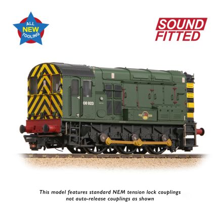 Bachmann 35-926SF OO Gauge Class 08 Shunter 08923 BR Green With Wasp Stripes Weathered DCC Sound Fitted