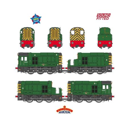 Bachmann 35-945SF OO Gauge Class 13 D4502 BR Green Wasp Stripes Sound Fitted