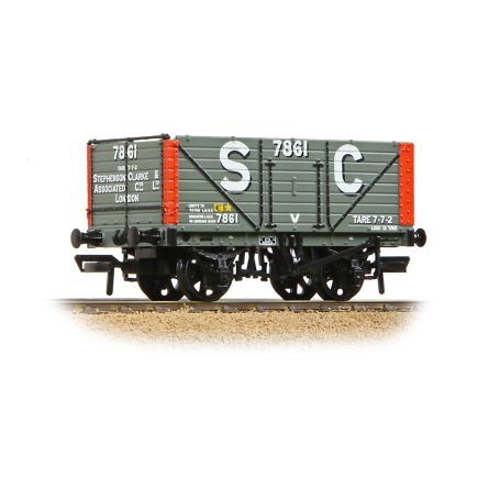 Bachmann 37-129A OO Gauge 8 Plank End Door Wagon Stephenson Clarke And Assoc. London Grey/Red