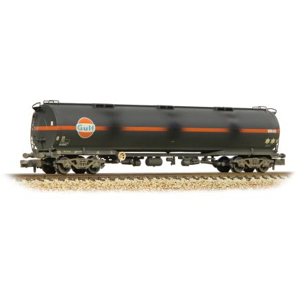 Graham Farish 373-565A N Gauge BR 102 Ton TEA Bogie Tank Wagon Gulf Black 85047 Weathered