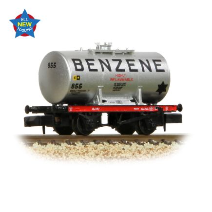 Graham Farish 378-000A N Gauge 14 Ton Anchor Mounted Tank Wagon Benzene Silver No.855