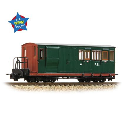 Bachmann 394-080 OO-9 Ffestiniog Railway Brake Third No. 10 FR Green with Red Ends