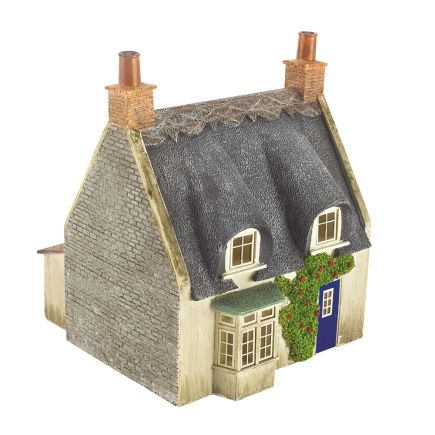 Bachmann 44-122G OO Gauge Thatched Cottage Grey Stone & Blue Door