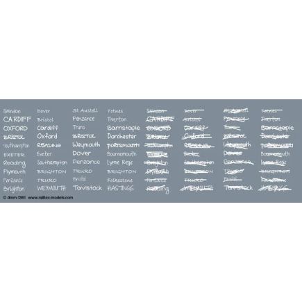 Railtec 4MM-1361 OO Gauge Handwritten Chalk Destinations South/South-West Waterslide Decals