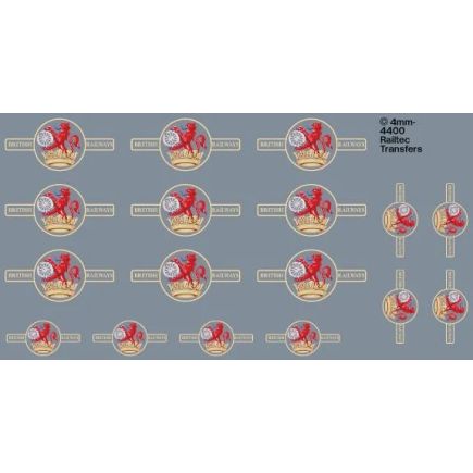 Railtec 4MM-4400 OO Gauge BR Late Crest Ferret & Dartboard (Small & Large) Waterslide Decals