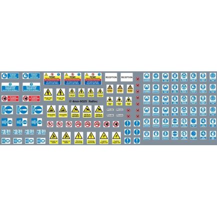 Railtec 4MM-9025 OO Gauge Health & Safety Notices, Warnings & Site Entrance Signs Waterslide Decals