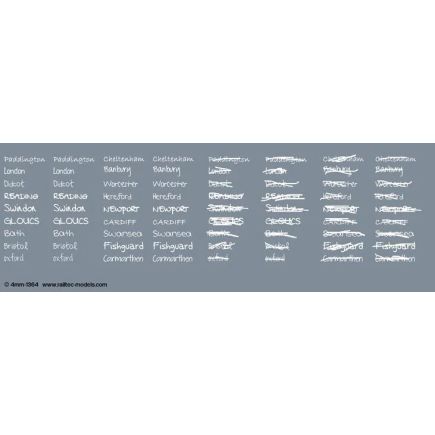 Railtec 4MM-1364 OO Gauge Handwritten Chalk Destinations Western Waterslide Decals