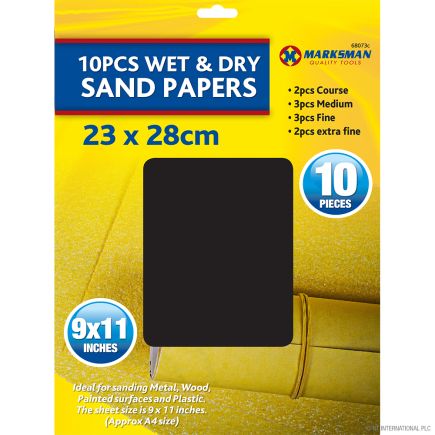 Marksman 68073C Wet And Dry Sand Paper Pack Of 10