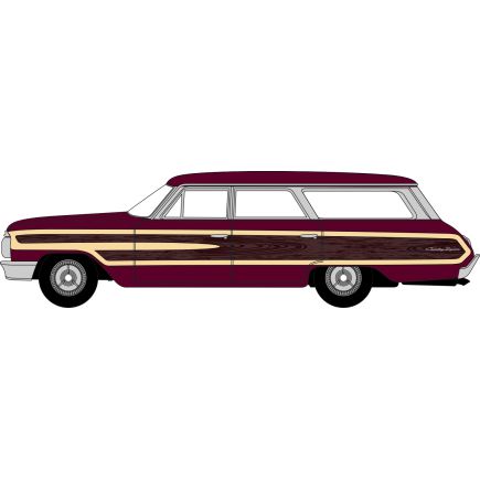 Oxford Diecast 87FC64003 HO Gauge 1964 Ford Country Station Wagon Squire Vintage Burgundy