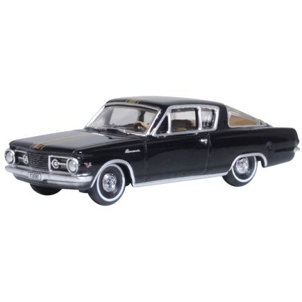 Oxford Diecast 87PB65004 HO Gauge Plymouth Barracuda 1965 Black/Gold