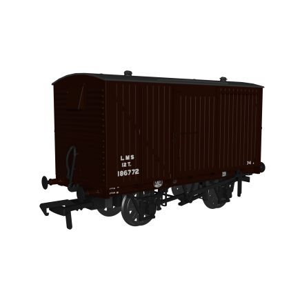 Rapido 970105 OO Gauge LMS Diagram 1832A 12 Ton Van LMS Post 1936 Brown No.186772