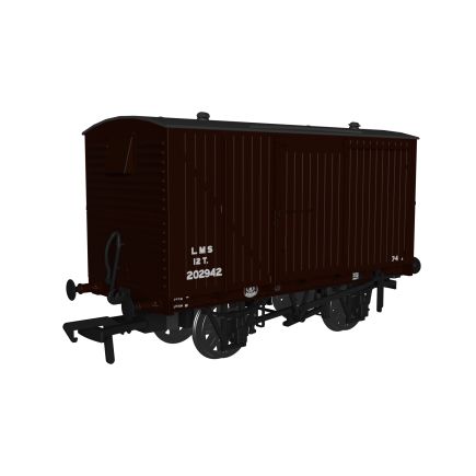 Rapido 970106 OO Gauge LMS Diagram 1832A 12 Ton Van LMS Post 1936 Brown No.202972