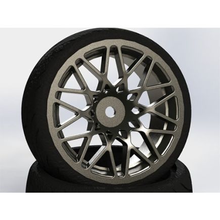 Fastrax FAST0089GM 1:10 Street Tread Tyres & Star Spoke Gun Metal Wheel