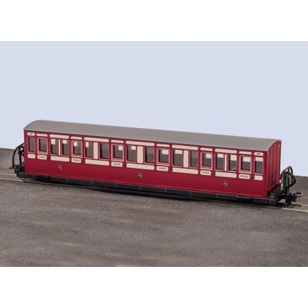 Peco GR-622B OO-9 Ffestiniog Railway Bowsider Long Coach Red And Cream No.20