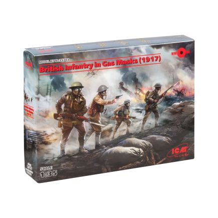 ICM 35703 World War 1 British Infantry in Gas Masks Plastic Kit