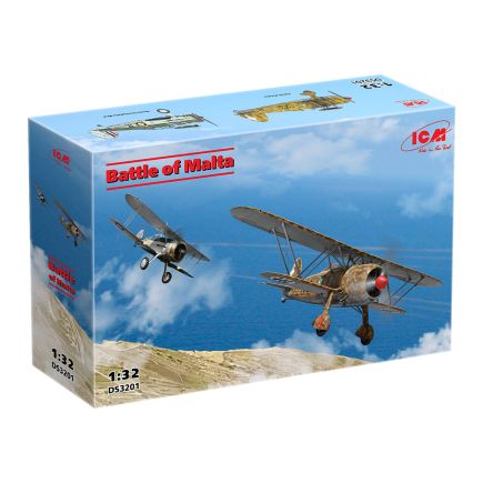 ICM DS3201 Battle Of Malta Set Of 2 Aircraft CR42 Falco And Gloster Gladiator Mk2 Plastic Kit