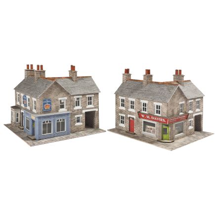 Metcalfe PN117 N Gauge Stone Corner Shop & Pub Card Kit