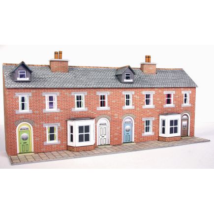 Metcalfe PN174 N Gauge Low Relief Red Brick Terraced House Fronts Card Kit