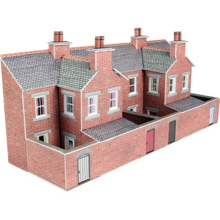 Metcalfe PN176 N Gauge Low Relief Red Brick Terraced House Backs Card Kit