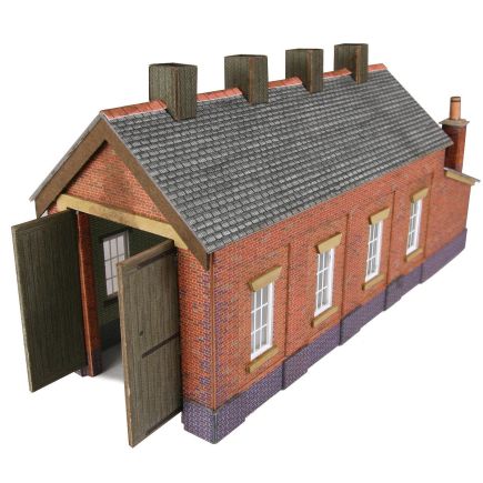 Metcalfe PN931 N Gauge Single Track Red Brick Engine Shed Card Kit