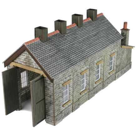 Metcalfe PN932 N Gauge Single Track Stone Engine Shed Card Kit