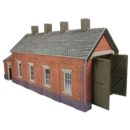 Metcalfe PO331 OO Gauge Red Brick Single Track Engine Shed Card Kit