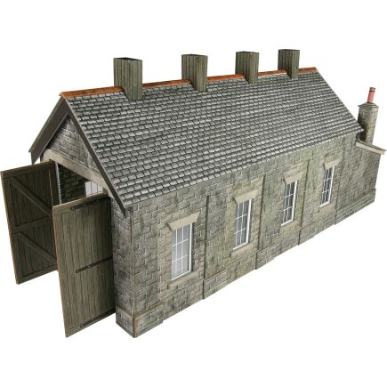 Metcalfe PO332 OO Gauge Stone Single Track Engine Shed Card Kit