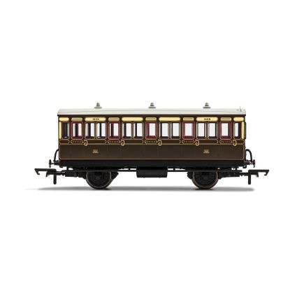 Hornby R40066 OO Gauge 4 Wheeled 3rd Class Coach GWR Chocolate & Cream 1889/3