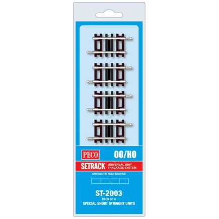Peco ST-2003 OO Gauge Pack Of 4 Setrack Special Short Straights
