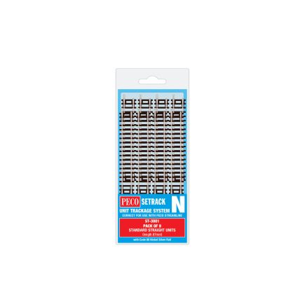 Peco ST-3001 N Gauge Pack of 8 Setrack Standard Straights