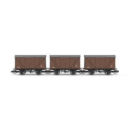 Hornby TT6044 TT Gauge Triple Pack BR 12 Ton Vent Van BR Bauxite B777345, B777346 And B777347