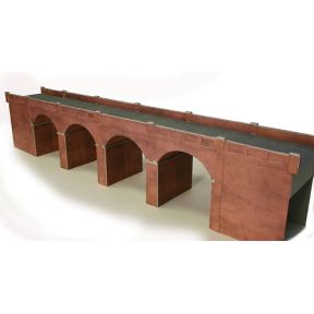 Metcalfe PO240 OO Gauge Red Brick Double Track Viaduct Card Kit