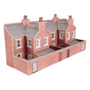 Metcalfe PN176 N Gauge Low Relief Red Brick Terraced House Backs Card Kit