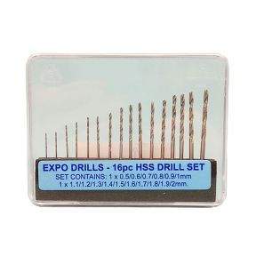 Expo 11516 Pack Of 16 HSS Drill Bits 0.5mm - 2.0mm