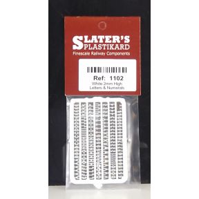 Slaters 1102 White 2mm High Lettering & Numerals