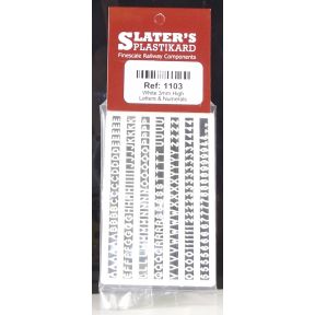 Slaters 1103 White 3mm High Lettering & Numerals