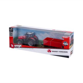Bburago 18-31662 Massey Ferguson 8700 Tractor With Red Tipping Trailer