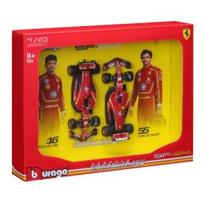 Bburago 18-36856 2024 F1 Ferrari SF24 2 Car Set Leclerc And Sainz