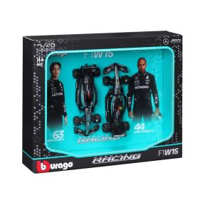 Bburago 18-38115 2024 F1 Mercedes AMG 2 Car Set Hamilton And Russell