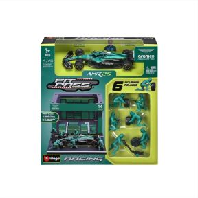 Bburago 18-38460A Pit Pass Diorama Aston Martin AMR25 Fernando Alonso 2025 Season Diecast Model