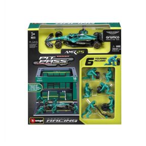 Bburago 18-38460S Pit Pass Diorama Aston Martin AMR25 Lance Stroll 2025 Season Diecast Model